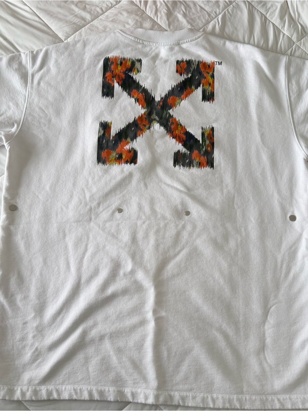 Off-White White Oversized Tee with Floral Arrow Graphic